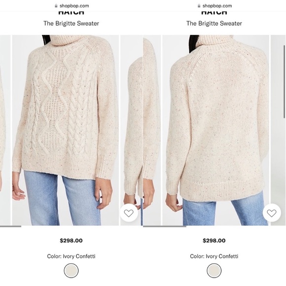 HATCH The Brigitte chunky cable knit Sweater in ivory confetti Size 2 wool blend - Picture 7 of 11